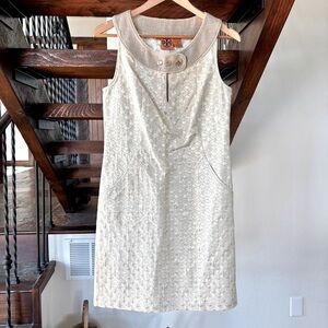 TORY BURCH Cream Patterned Sleeveless Dress